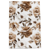 Sac Cadeau Moyen Crème Brown Fleurs blanches Anniversaire (Devant)