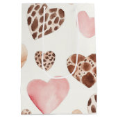 Sac Cadeau Moyen Crème Brown rose Leopard Coeurs animaux Anniversai (Dos)