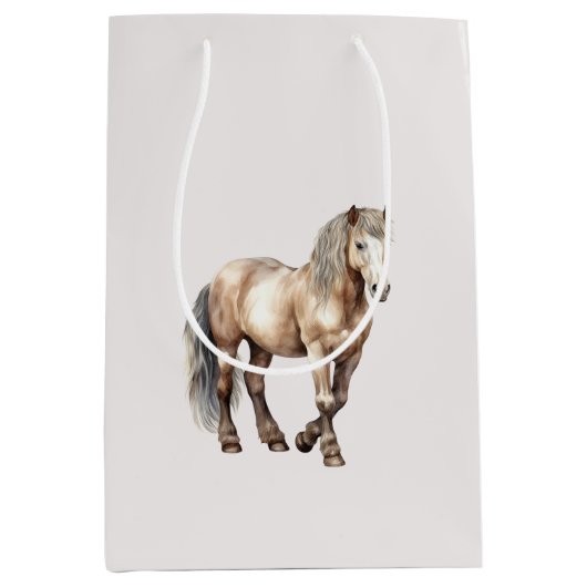 Sac Cadeau Moyen Crème de cheval Anniversaire (Devant)