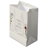 Sac Cadeau Moyen Crème d'ivoire Fleur sauvage rustique Mariage roma (Devant Angle)
