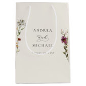 Sac Cadeau Moyen Crème d'ivoire Fleur sauvage rustique Mariage roma (Devant)