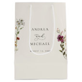 Sac Cadeau Moyen Crème d'ivoire Fleur sauvage rustique Mariage roma (Dos)