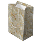Sac Cadeau Moyen Crème florale dorée chic (Dos Angle)