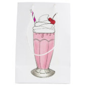 Sac Cadeau Moyen Crème glacée Shoppe fraise rose Milkshake Foin (Dos)