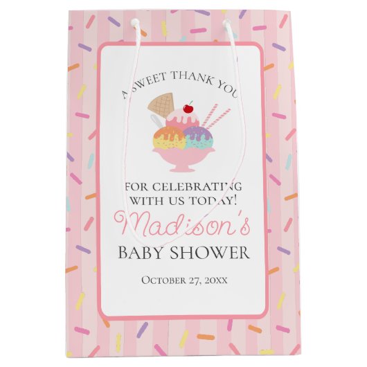 Sac Cadeau Moyen Crème glacée Sundae Sprinled Baby shower Faveurs (Devant)