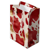 Sac Cadeau Moyen Crème Rouge Or Occidental (Devant Angle)