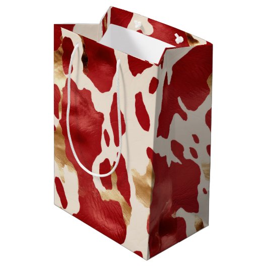 Sac Cadeau Moyen Crème Rouge Or Occidental (Dos Angle)