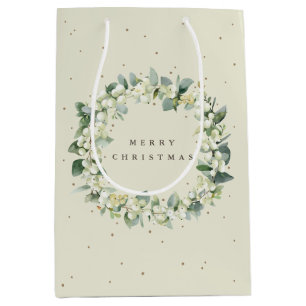 Sac Cadeau Moyen Crème Snowberry+Eucalyptus Noël/Fêtes