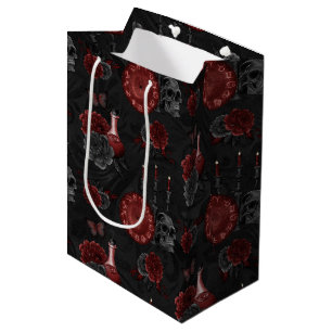 Sac Cadeau Moyen Crimson magique Zodiac Rose de crâne gothique ro