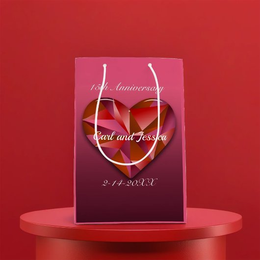 Sac Cadeau Moyen Cristal Coeur Pour 15ème Anniversaire