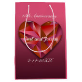 Sac Cadeau Moyen Cristal Coeur Pour 15ème Anniversaire (Devant)