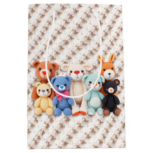 Sac Cadeau Moyen Crocheted Stuffed Animals Blue and Yellow (Devant)