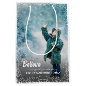 Sac Cadeau Moyen Croire et atteindre pour les étoiles Photo de Noël (Devant)