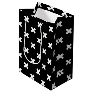 Sac Cadeau Moyen Croix blanche sur le noir