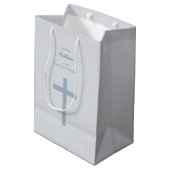 Sac Cadeau Moyen Croix bleue en pastel de communion (Dos Angle)