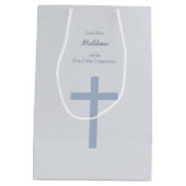 Sac Cadeau Moyen Croix bleue en pastel de communion (Dos)