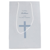 Sac Cadeau Moyen Croix Bleue Pastel Communion (Devant)
