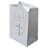Sac Cadeau Moyen Croix Bleue Pastel Communion (Devant Angle)