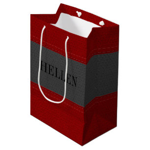 Sac Cadeau Moyen Cuir rouge et gris Faux