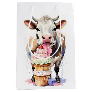 Sac Cadeau Moyen Cupcake Drôle De Vache Pour Les Amateurs De Vache