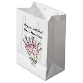 Sac Cadeau Moyen cupcake rose avec bougies d'anniversaire personnal (Devant Angle)