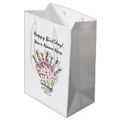 Sac Cadeau Moyen cupcake rose avec bougies d'anniversaire personnal (Dos Angle)