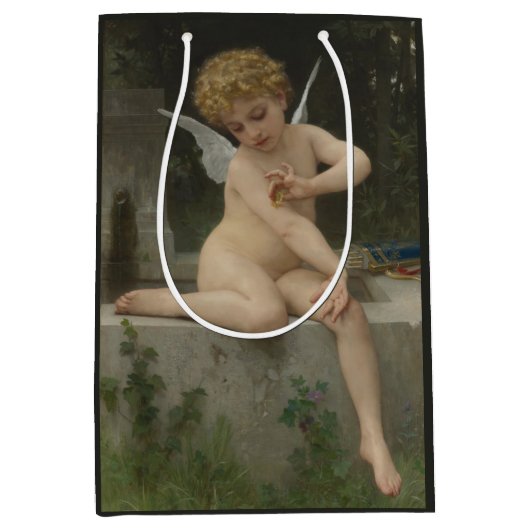 Sac Cadeau Moyen Cupidé avec papillon (par Bouguereau) (Devant)