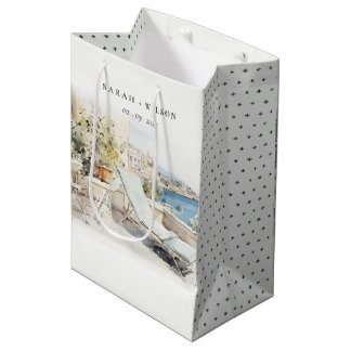 Sac Cadeau Moyen Curfu Grèce Mariage de paysage aquarelle
