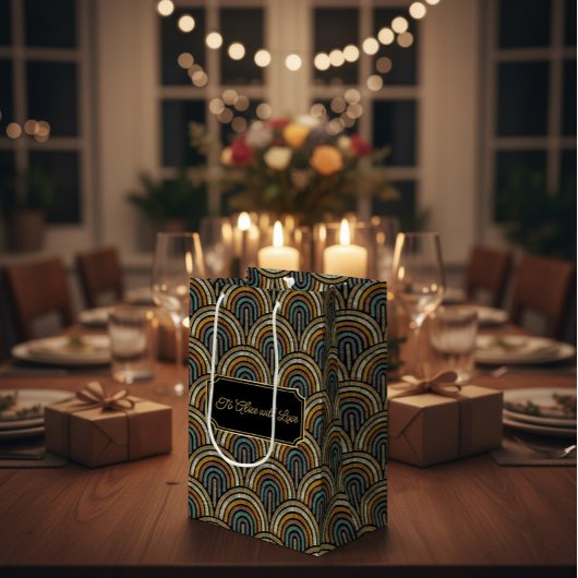 Sac Cadeau Moyen Custom Art Deco Embroidered-Style Paper Bag 