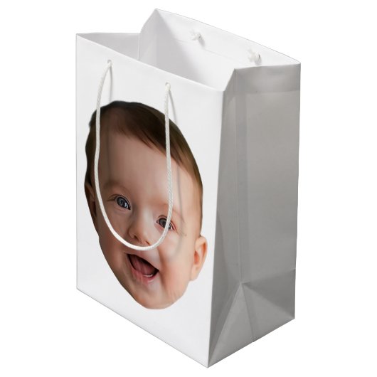 Sac Cadeau Moyen Custom Baby Face, Funny custom photo (Dos Angle)