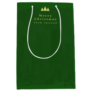 Sac Cadeau Moyen Custom Green Gold Christmas