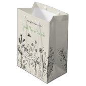 Sac Cadeau Moyen Custom Hand Drawn Botanical Thank You Gift Bag  (Devant Angle)