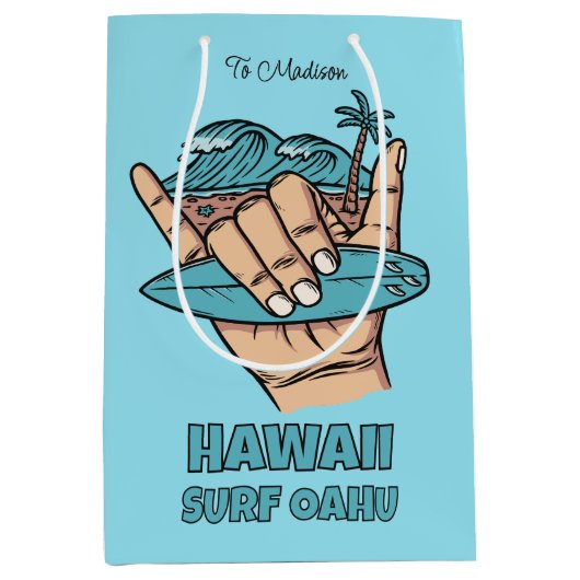 Sac Cadeau Moyen Custom Name & Location Surf Shaka (Devant)
