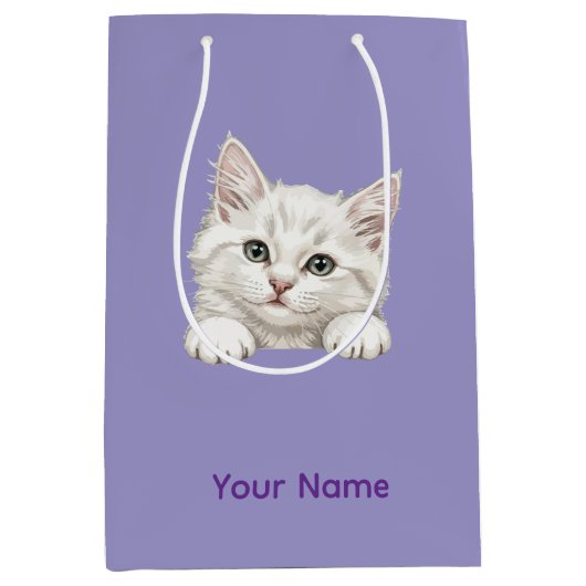 Sac Cadeau Moyen Custom Name Personalized Kitten Art Gift (Devant)
