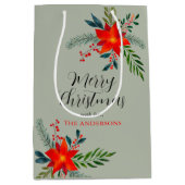 Sac Cadeau Moyen Customized Red Poinsettia Merry Christmas (Devant)