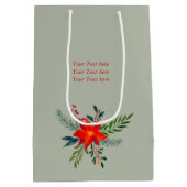 Sac Cadeau Moyen Customized Red Poinsettia Merry Christmas (Dos)
