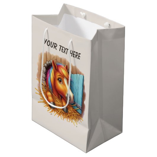Sac Cadeau Moyen Cute baby pony customizable (Devant Angle)