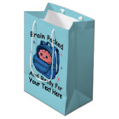 Sac Cadeau Moyen Cute Back-to-School Customizable “Brain Ready" (Devant Angle)