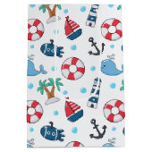 Sac Cadeau Moyen Cute baleine Cute Nautical Custom (Dos)