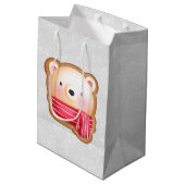Sac Cadeau Moyen Cute Bear Face Red Scarf et Rosy Cheeks Christmas (Dos Angle)