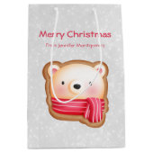 Sac Cadeau Moyen Cute Bear Face Red Scarf et Rosy Cheeks Christmas (Devant)