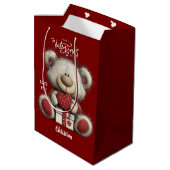 Sac Cadeau Moyen Cute Bear Happy Valentines Day Script Name  (Dos Angle)