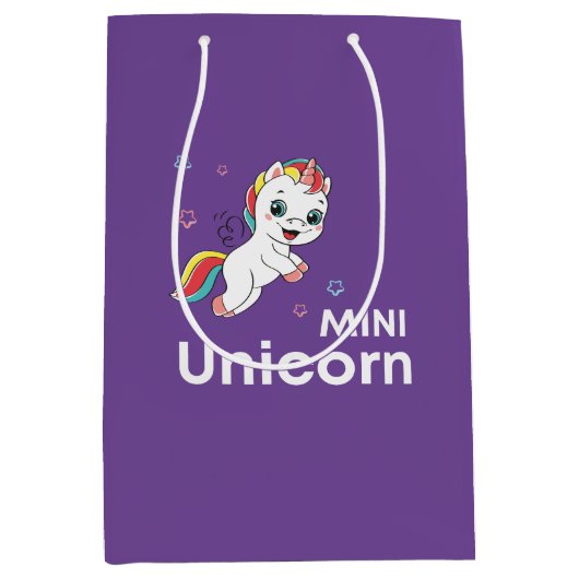 Sac Cadeau Moyen Cute bébé licorne Moderne (Devant)