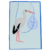 Sac Cadeau Moyen Cute Blue Baby Boy Stork (Devant)