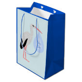 Sac Cadeau Moyen Cute Blue Baby Boy Stork (Dos Angle)