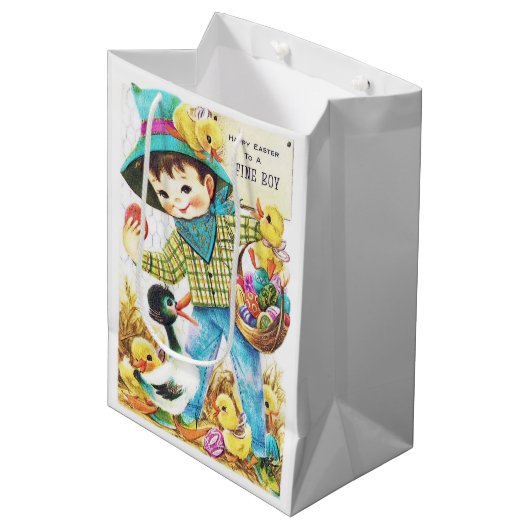 Sac Cadeau Moyen Cute boys Happy Easter  (Devant Angle)