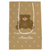 Sac Cadeau Moyen Cute Brown Teddy Ours Bébé Fille Anniversaire (Dos)