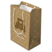 Sac Cadeau Moyen Cute Brown Teddy Ours Bébé Fille Anniversaire (Dos Angle)