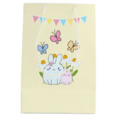 Sac Cadeau Moyen Cute Bunnies avec marguerites de printemps et papi (Dos)