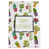 Sac Cadeau Moyen Cute Cactus Nature Succulents Motif Anniversaire (Dos)